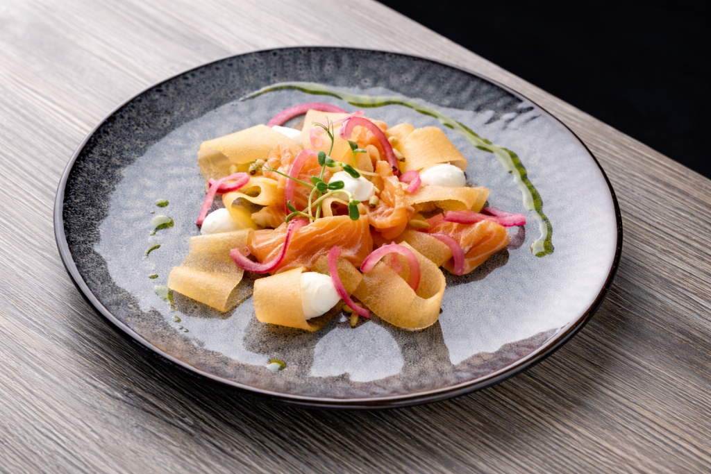 Melon and salmon carpaccio