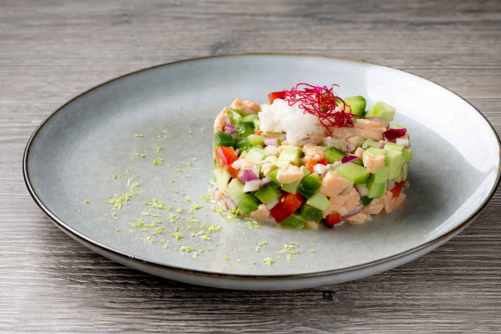 Salmon and avocado ceviche
